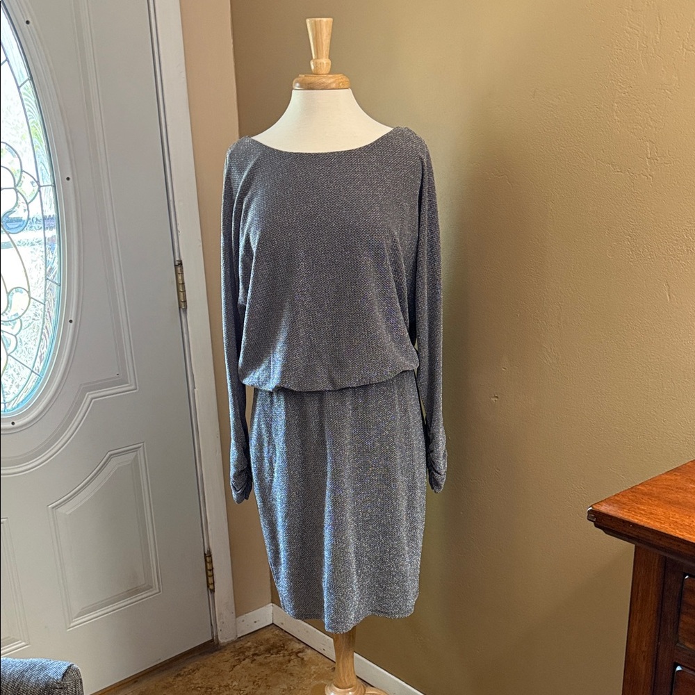 Jessica Howard Elegant Silver Long Sleeve Dress